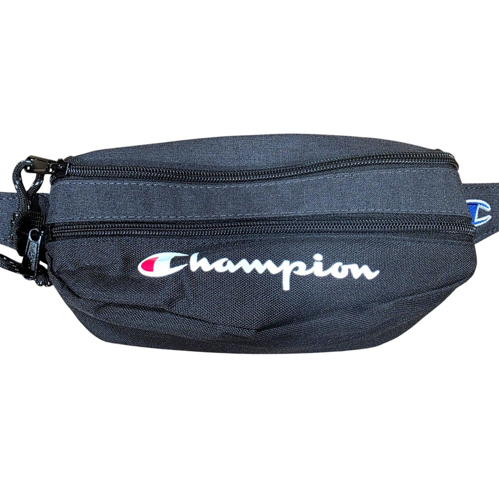 Champion Belt Bag Fanny Pack Black Zip Two-Pocket Adjustable Strap - Picture 1 of 7